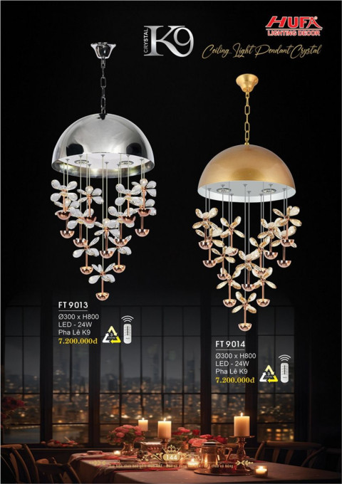 Đèn thả pha lê Hufa FT 9013, FT 9014