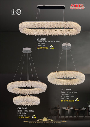 Đèn chùm pha lê Hufa CFL 2852, CFL 2853, CFL 2854