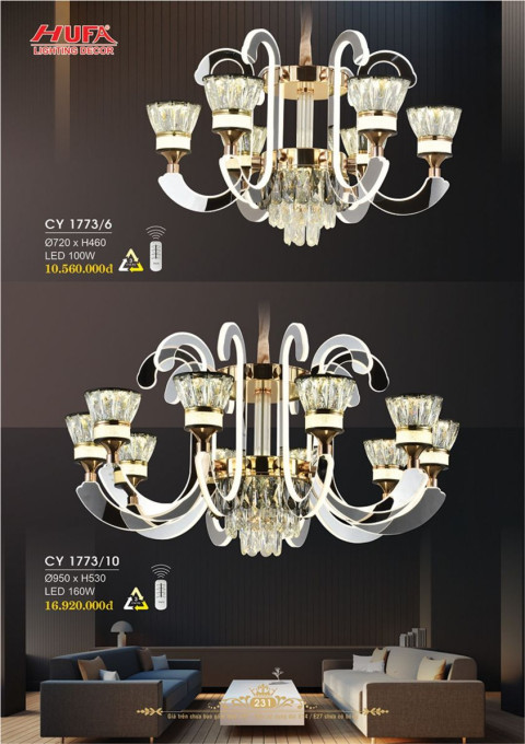 Đèn chùm Ý Hufa CY 1773/6, CY 1773/10