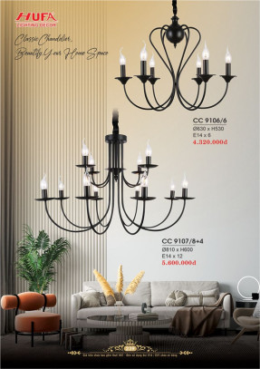 Đèn chùm cổ điển Hufa CC 9106/6, CC 9107/8+4