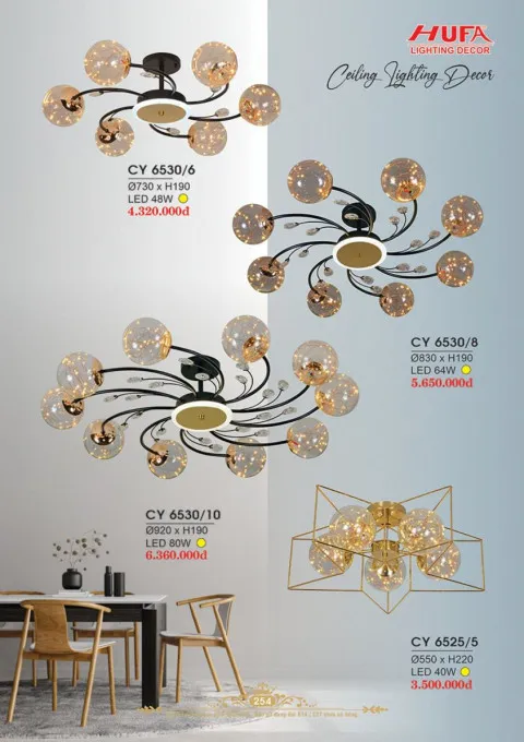 Đèn chùm Ý Hufa CY 6530/6, CY 6530/8, CY 6530/10, CY 6525/5
