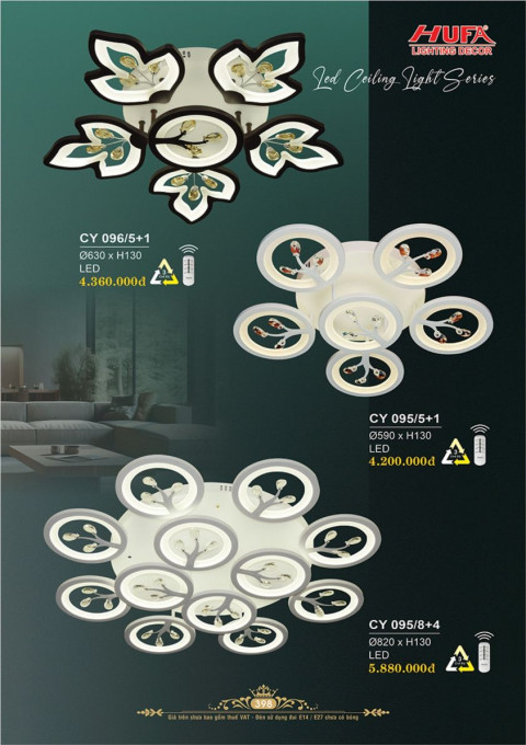 Đèn chùm Ý Hufa CY 095/5+1, CY 095/8+4, CY 096/5+1