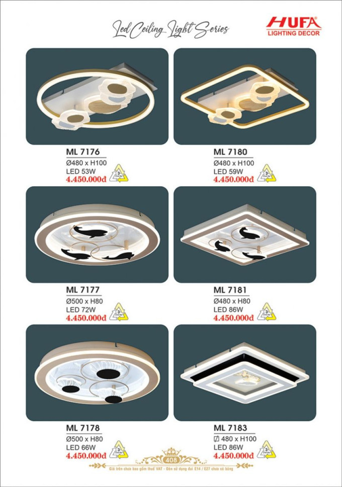 Đèn mâm LED Hufa ML 7176, ML 7177, ML 7178, ML 7180, ML 7181, ML 7183