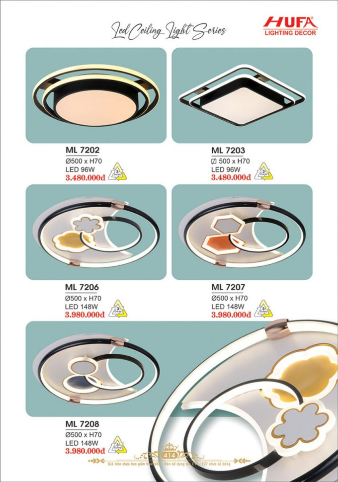 Đèn mâm LED Hufa ML 7202, ML 7203, ML 7206, ML 7207, ML 7208