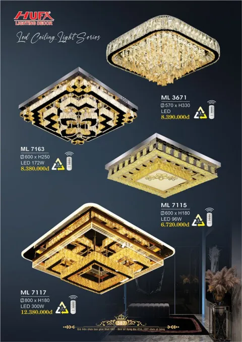 Đèn mâm LED Hufa ML 3671, ML 7163, ML 7115, ML 7117