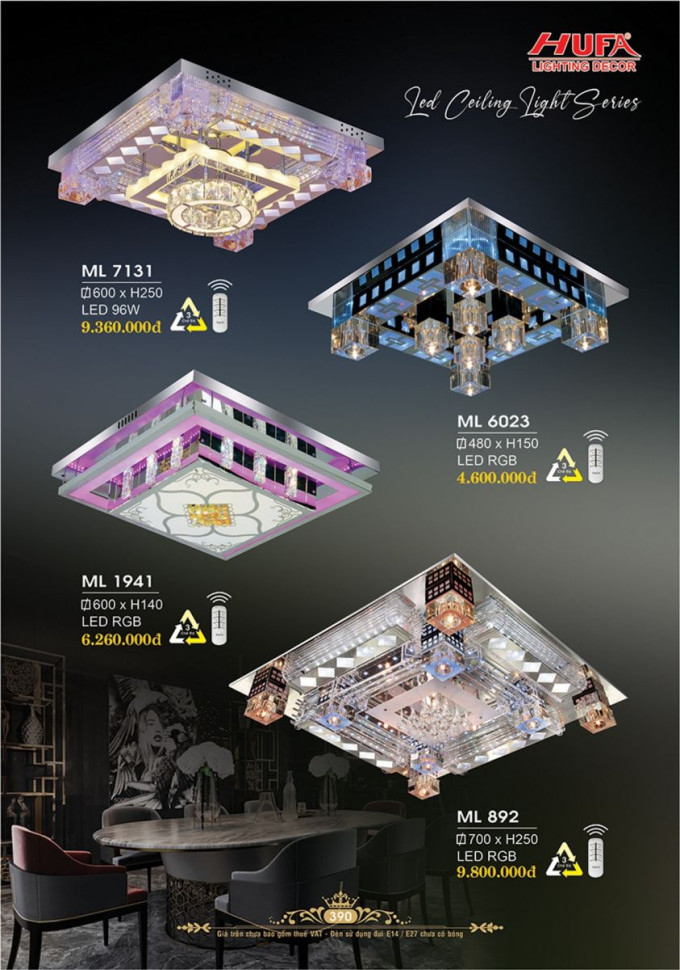 Đèn mâm LED Hufa ML 892, ML 1941, ML 6023, ML 7131