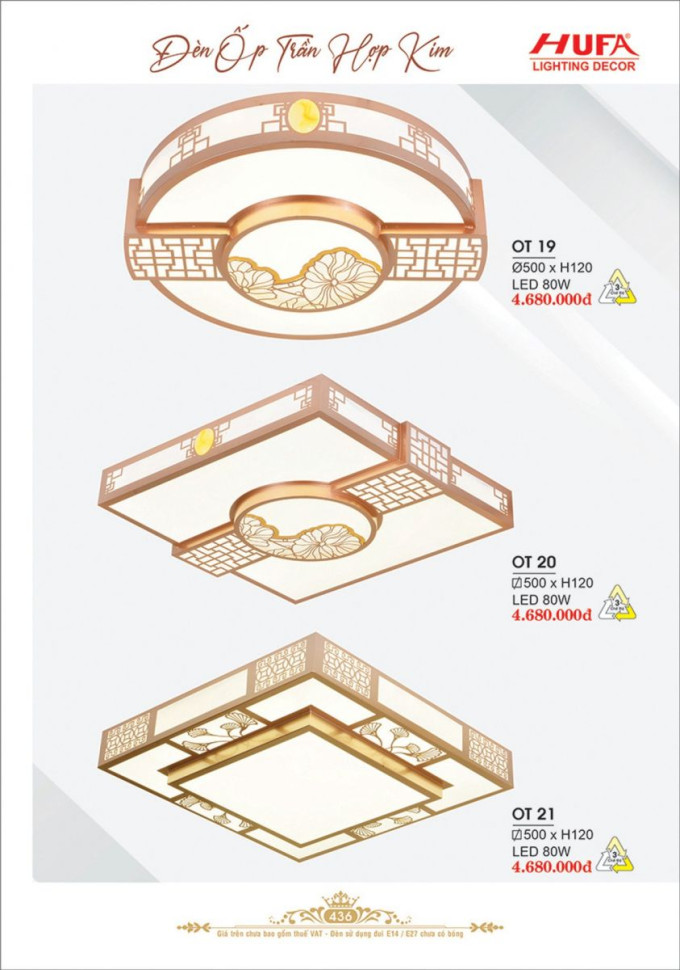 Đèn ốp trần Hufa OT 19, OT 20, OT 21