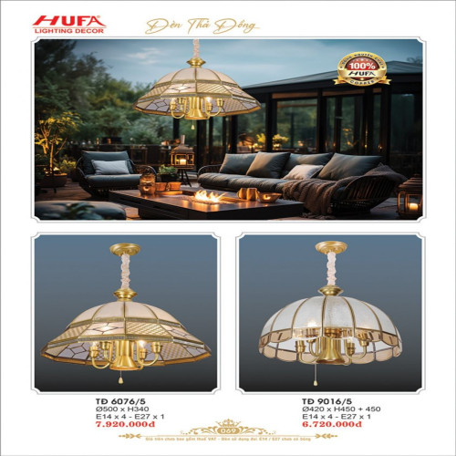 Đèn thả đồng Hufa TĐ 6076/5, TĐ 9016/5