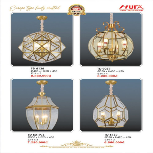 Đèn thả đồng Hufa TĐ 6136, TĐ 9037, TĐ 6019/3, TĐ 6137