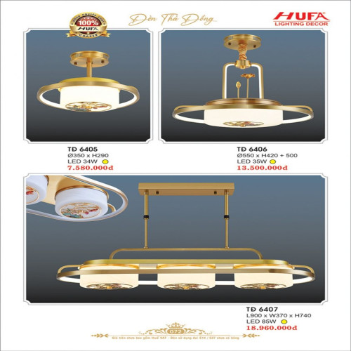 Đèn thả đồng Hufa TĐ 6405, TĐ 6406, TĐ 6407