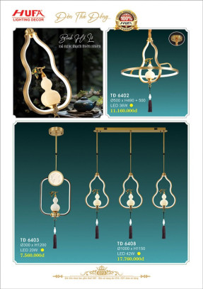 Đèn thả đồng Hufa TĐ 6402, TĐ 6403, TĐ 6408