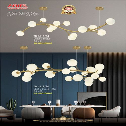Đèn thả đồng Hufa TĐ 6518/14, TĐ 6519/20