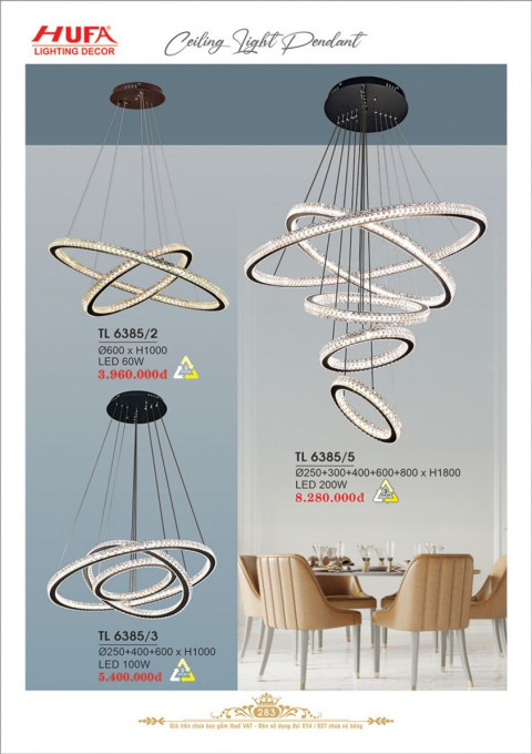 Đèn thả LED Hufa TL 6385/2, TL 6385/3, TL 6385/5