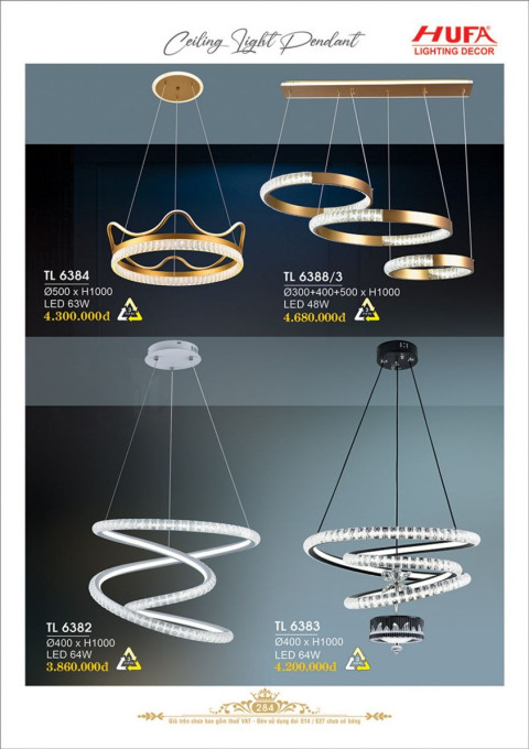 Đèn thả LED Hufa TL 6382, TL 6383, TL 6384, TL 6388/3
