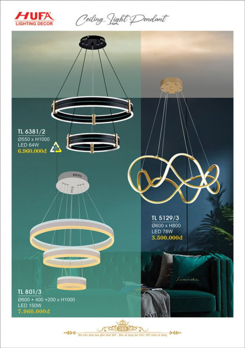 Đèn thả LED Hufa TL 6381/2, TL 5129/3, TL 801/3