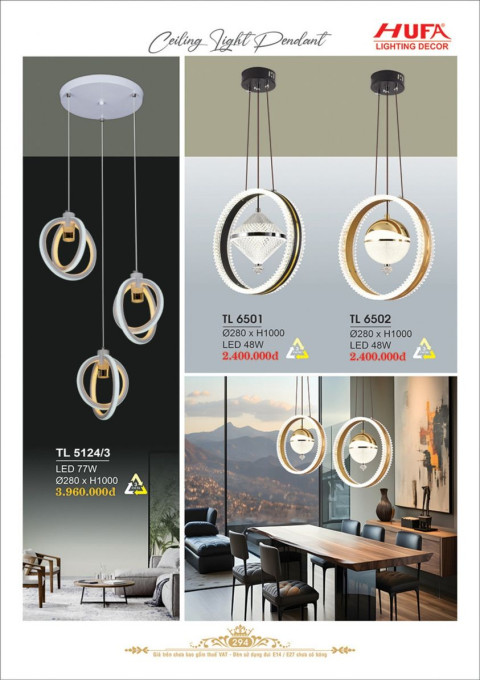 Đèn thả LED Hufa TL 5124/3, TL 6501, TL 6502