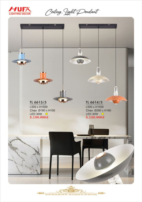 Đèn thả LED Hufa TL 6613/3, TL 6614/3