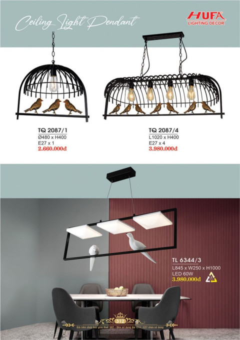 Đèn thả quày bar Hufa TQ 2087/1, TQ 2087/4, TQ 6344/3