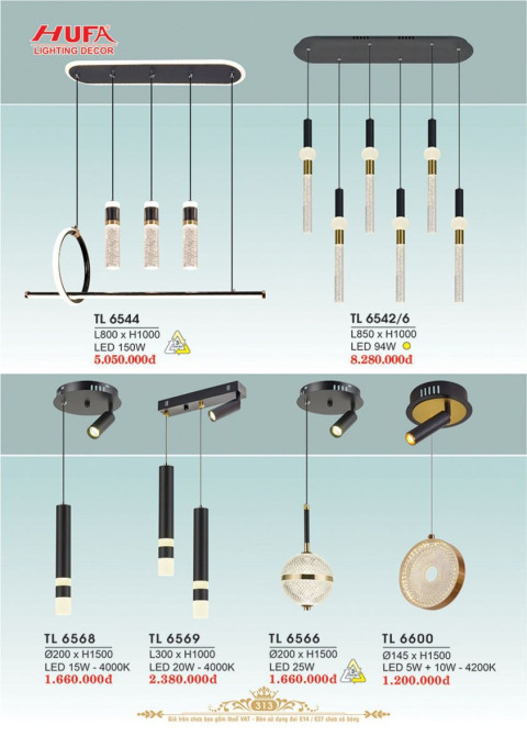 Đèn thả LED Hufa TL 6544, TL 6542/6, TL 6568, TL 6569, TL 6566, TL 6600