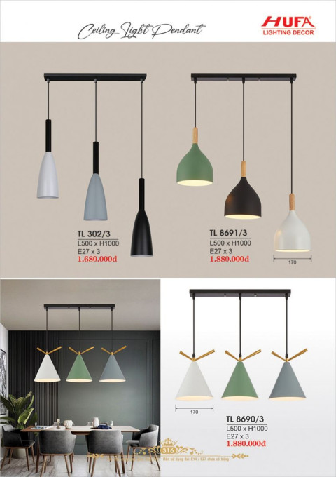 Đèn thả LED Hufa TL 302/3, TL 8691/3, TL 8690/3