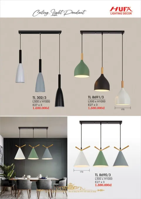 Đèn thả LED Hufa TL 302/3, TL 8691/3, TL 8690/3