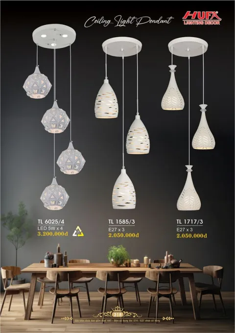 Đèn thả LED Hufa TL 6025/4, TL 1585/3, TL 1717/3