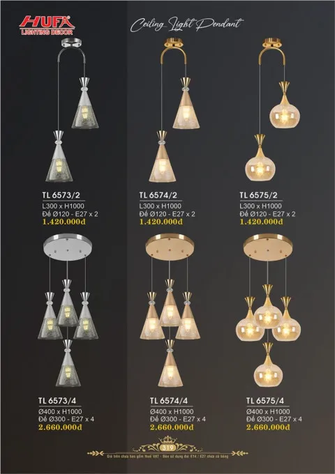 Đèn thả LED Hufa TL 6573/2, 6574/2, 6575/2, 6573/4, 6574/4, 6575/4