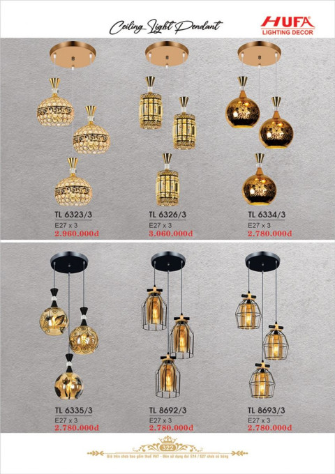 Đèn thả LED Hufa TL 6323/3, TL 6326/3, TL 6334/3, TL 6335/3, TL 8692/3, TL 8693/3