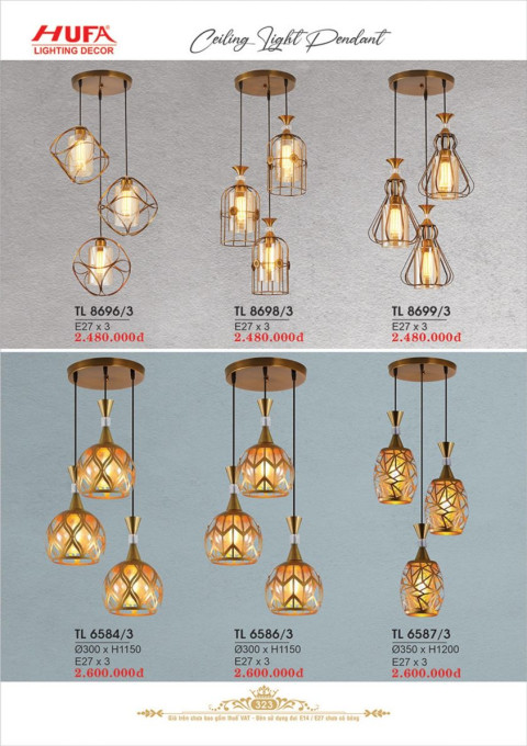 Đèn thả LED Hufa TL 8696/3, TL 8698/3, TL 8699/3, TL 6584/3, TL 6586/3, TL 6587/3