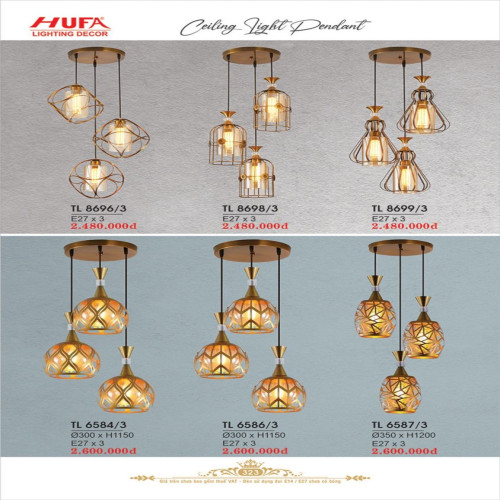 Đèn thả LED Hufa TL 8696/3, TL 8698/3, TL 8699/3, TL 6584/3, TL 6586/3, TL 6587/3
