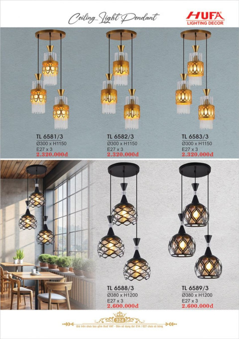 Đèn thả LED Hufa TL 6581/3, TL 6582/3, TL 6583/3, TL 6588/3, TL 6589/3
