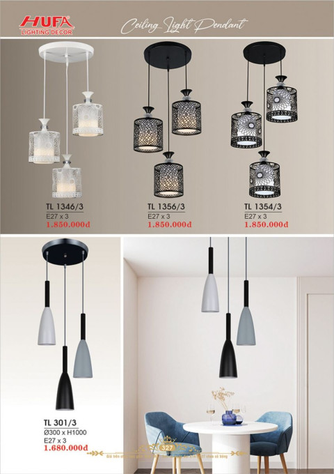 Đèn thả LED Hufa TL 1346/3, TL 1356/3, TL 1354/3, TL 301/3