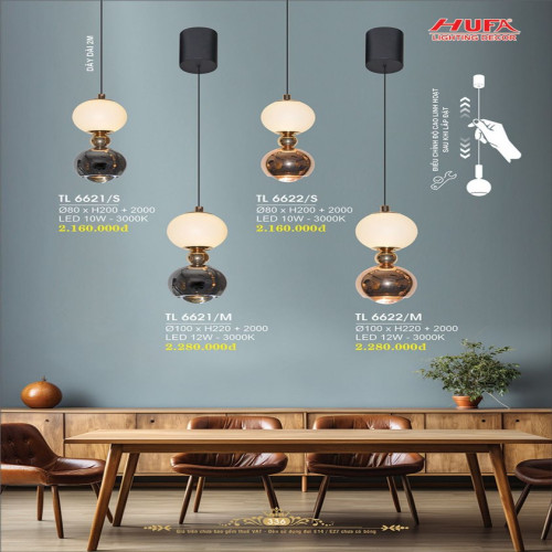 Đèn thả LED Hufa TL 6621/S, TL 6621/M, TL 6622/S, TL 6622/M,
