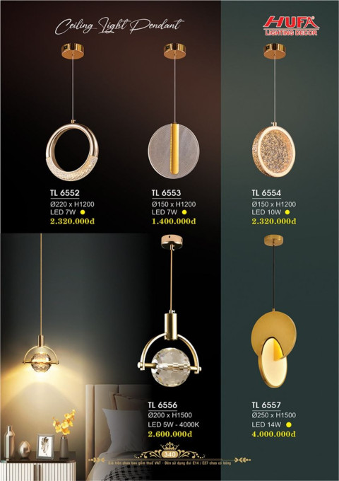 Đèn thả LED Hufa TL 6552, TL 6553, TL 6554, TL 6556, TL 6557