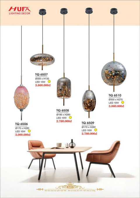 Đèn thả quày bar Hufa TQ 6506, TQ 6507, TQ 6508, TQ 6509, TQ 6510