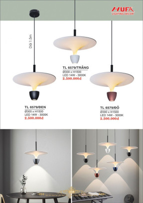 Đèn thả LED Hufa TL 6579/TRẮNG, TL 6579/ĐEN, TL 6579/ĐỎ