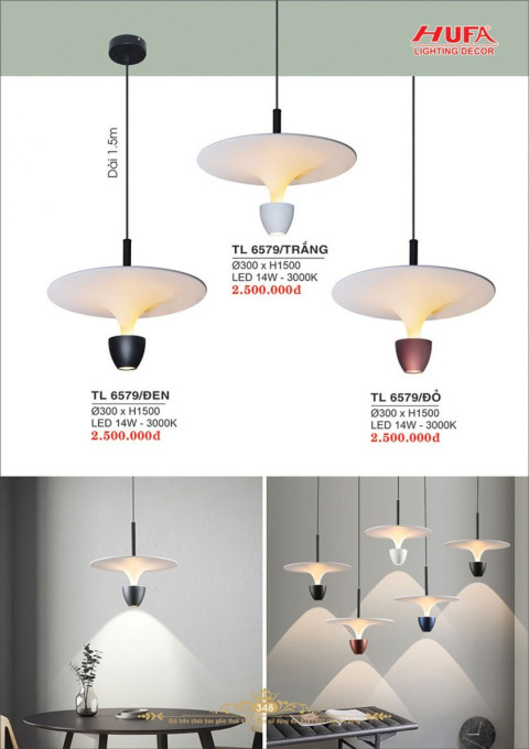 Đèn thả LED Hufa TL 6579/TRẮNG, TL 6579/ĐEN, TL 6579/ĐỎ