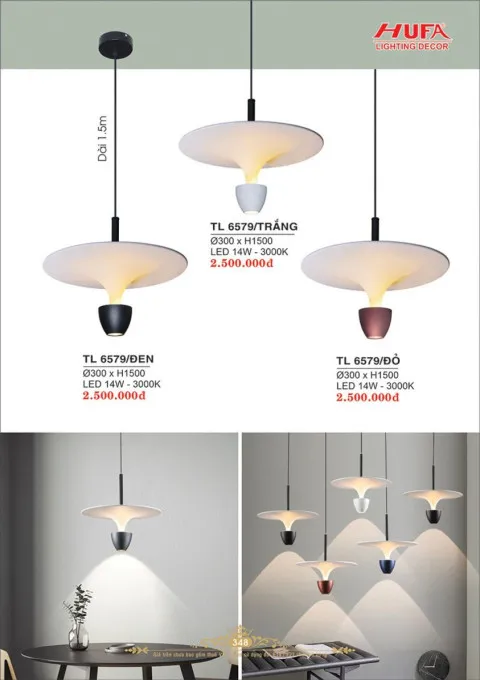 Đèn thả LED Hufa TL 6579/TRẮNG, TL 6579/ĐEN, TL 6579/ĐỎ