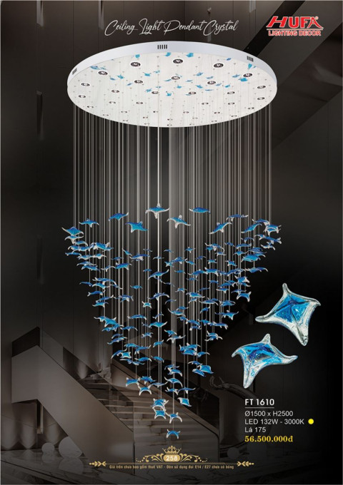 Đèn thả thông tầng pha lê Hufa FT 1610