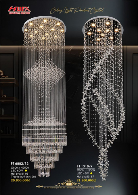 Đèn thả thông tầng pha lê Hufa FT 6882/12, FT 1318/9