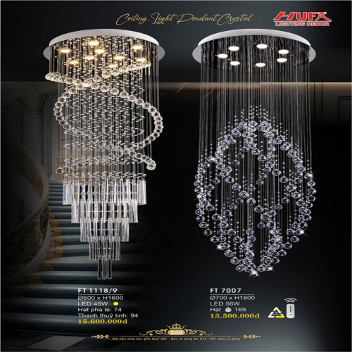 Đèn thả thông tầng pha lê Hufa FT 1118/9, FT 7007