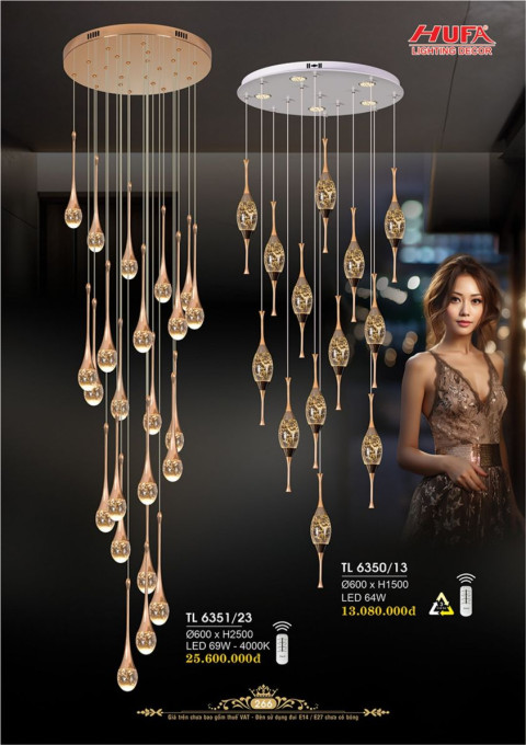 Đèn thả thông tầng Hufa TL 6351/23, TL 6350/13