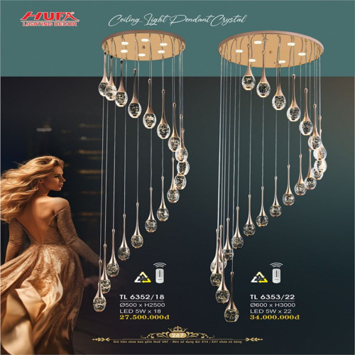 Đèn thả thông tầng Hufa TL 6352/18, TL 6353/22