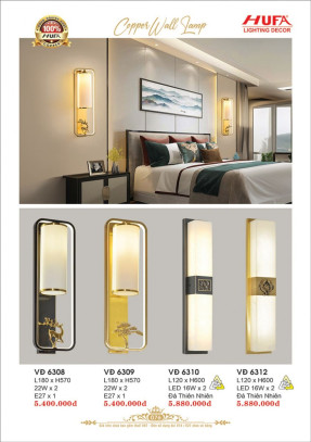 Đèn vách đồng Hufa VĐ 6308, VĐ 6309, VĐ 6310, VĐ 6312