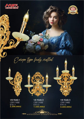 Đèn vách đồng Hufa VĐ 9240/1, VĐ 9240/2, VĐ 9240/3