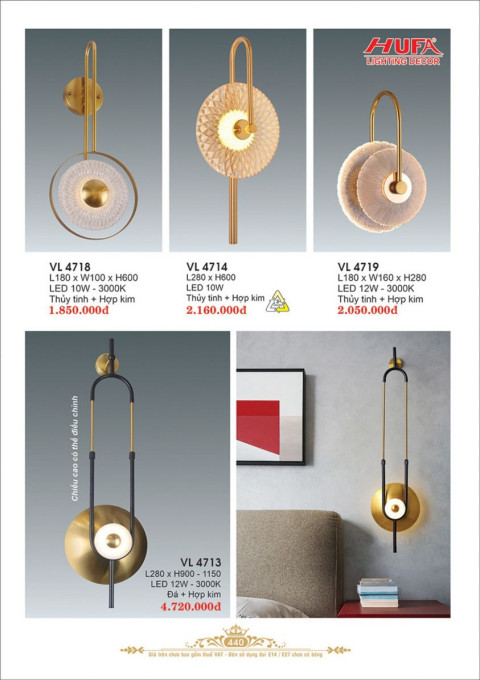 Đèn vách Led Hufa VL 4718, VL 4714, VL 4719, VL 4713