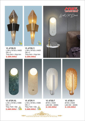 Đèn vách Led Hufa VL 4730, VL 4729, VL 4728