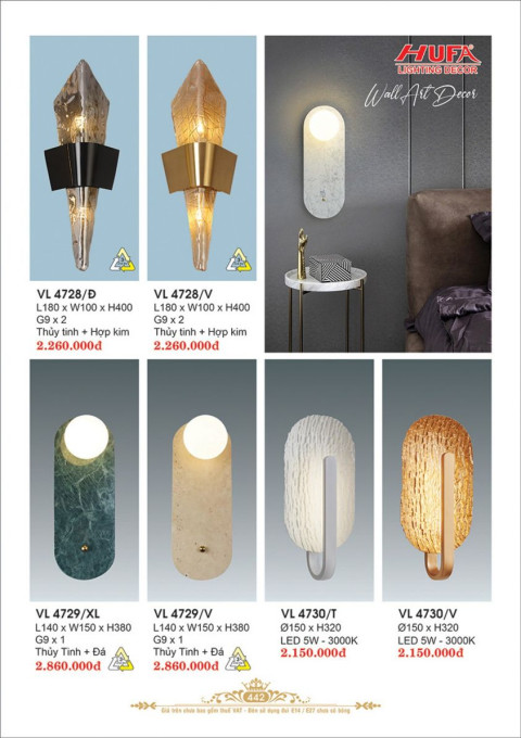 Đèn vách Led Hufa VL 4730, VL 4729, VL 4728