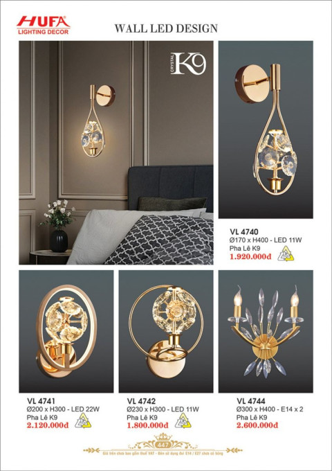 Đèn vách Led Hufa VL VL 4742, VL 4740, VL 4741, 4744
