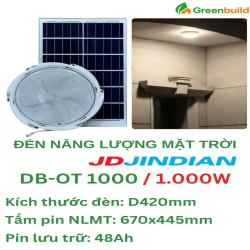 Đèn năng lượng mặt trời 1000W ốp trần Jindian DB OT1000